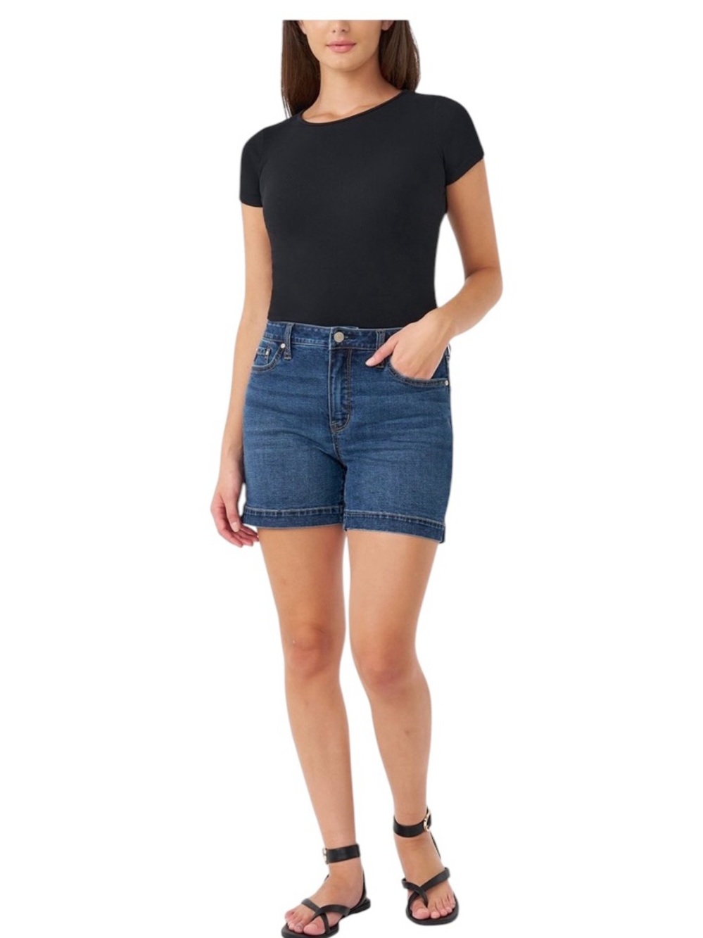 NWT Seven7 Women’s High Rise Stretch Denim Shorts Size 6 Blue Jean Shorts